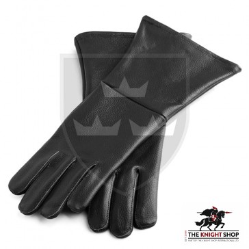Historical Leather Gauntlets/Gloves - Black