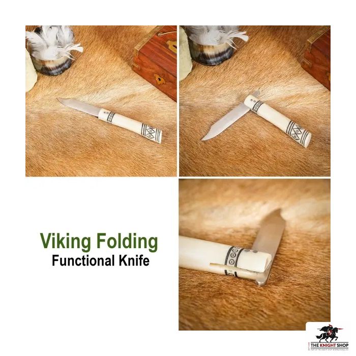Stainless Steel Folding Knife - Bone Handle