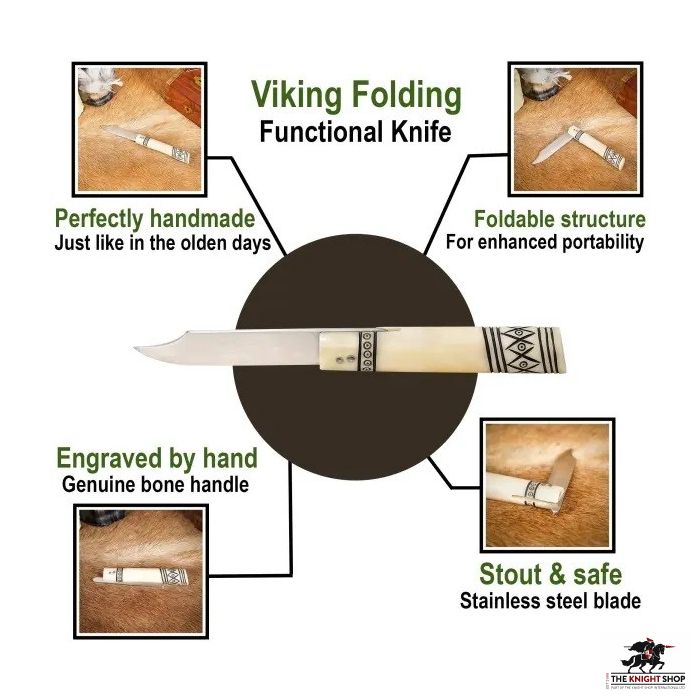 Stainless Steel Folding Knife - Bone Handle