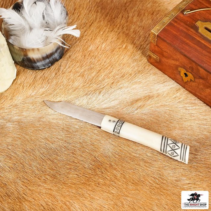 Stainless Steel Folding Knife - Bone Handle