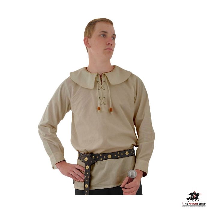 Medieval Rounded Collar Shirt - Natural
