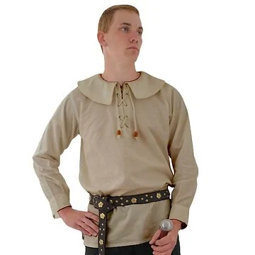 Medieval Rounded Collar Shirt - Natural